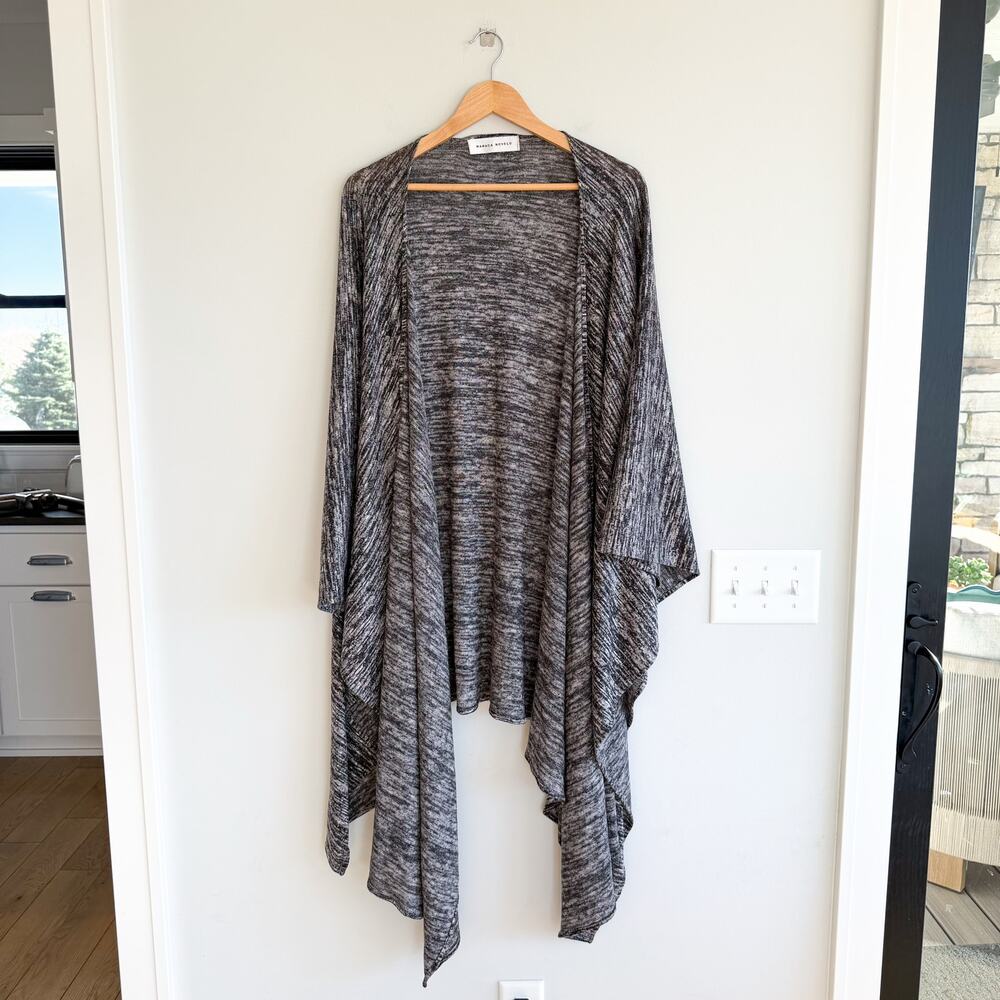 Maruca Novelo Waterfall Open-Front Draped Cardigan Heathered Grey